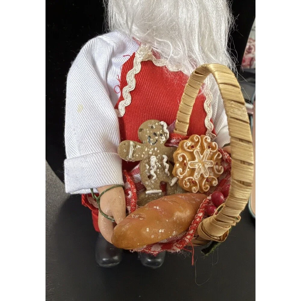Gingerbread Cookie Baker Chef Santa Claus Figure Christmas 9 in Vintage Ornament